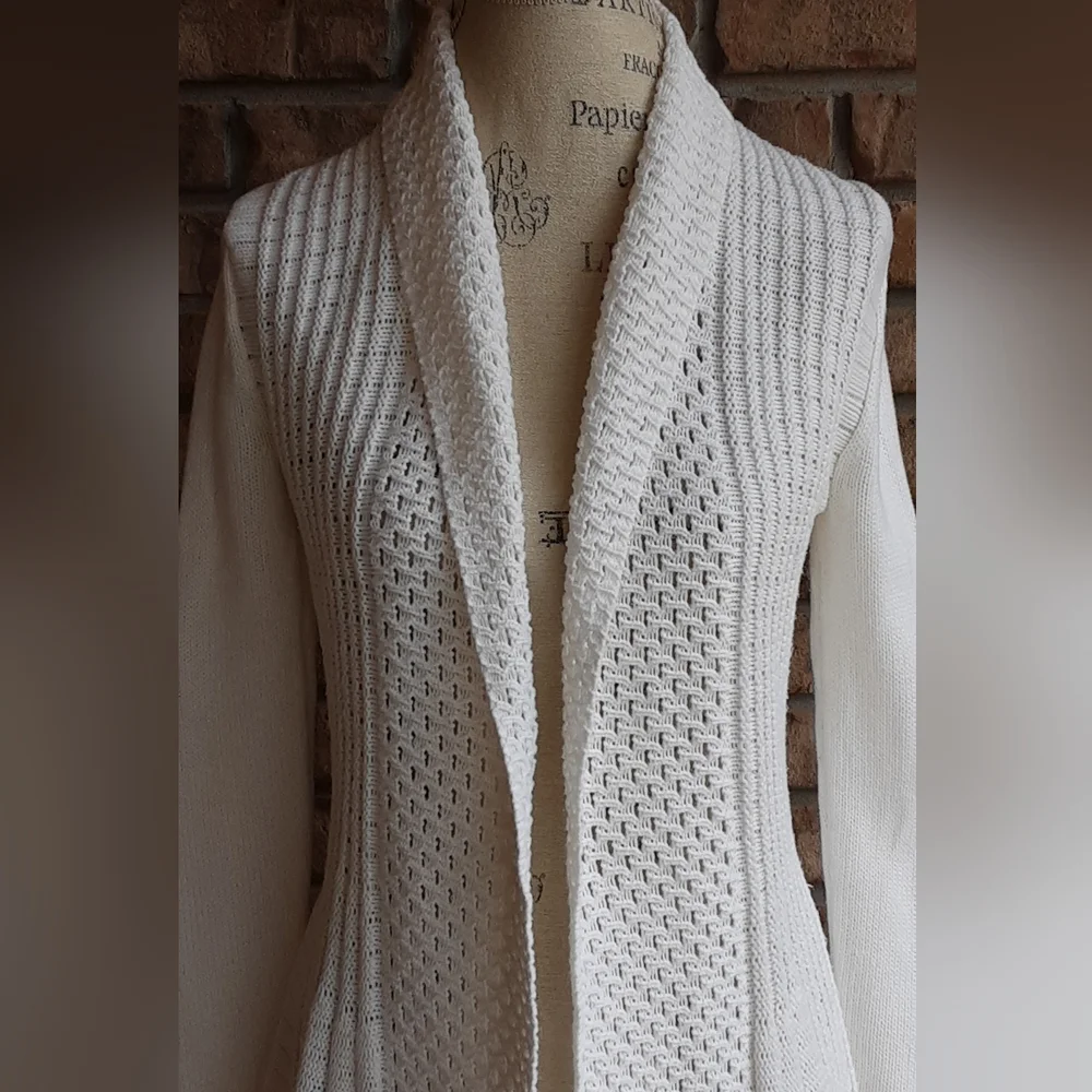 Cache White Open-Front Cozy Cardigan Sweater Size Small - Picture 2 of 6
